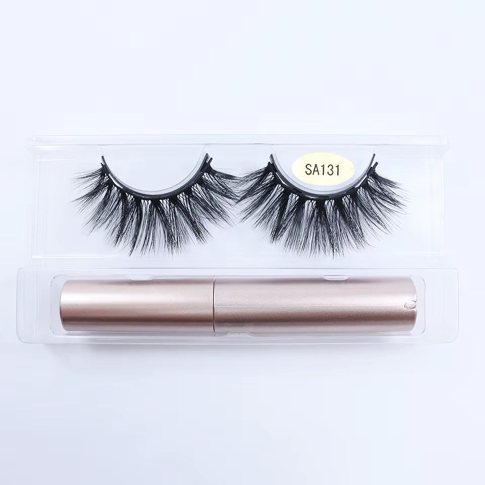 Magnetic Lashes Kit with Applicator Reusable 5 Magnets False Eyelashes Makeup Natual Effect Magnetic Eyelashes with Eyeliner